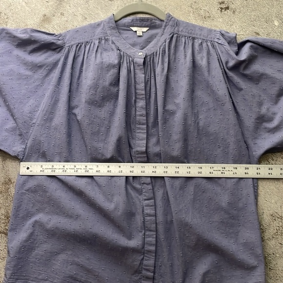 Joie Blue Swiss Dot Cotton Button Down Abidan Blouse. Size Large - Picture 12 of 12